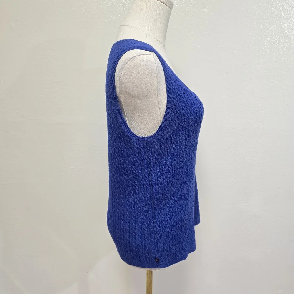 Lauren Ralph Lauren Vest Square Neck Cable Knit Size XL